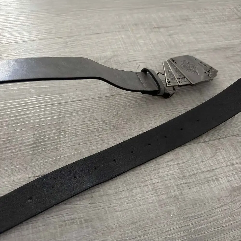 Poker Card Themed Buckle Faux Leather Belt